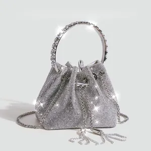 Luxe Volledige Crystal Strass Tas Zilver Handtassen Crossbody Clutch Avondtassen Vrouwen Emmer Zakken