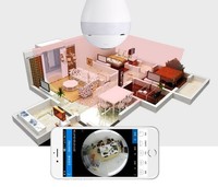 Caméra à ampoule sans fil 360 degrés Panorama Moniteur réseau Caméra wifi 1080HD Lumière blanche + lumière infrarouge Caméra à ampoule de vision nocturne