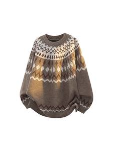 Suéter Jacquard Fair Isle para <span class=keywords><strong>Hombre</strong></span>, Suave, para Otoño e Invierno, Estilo Retro, Holgado y Moderno - Product Image 1