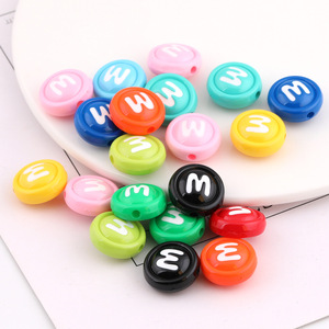 Acrylic Flat Round <b>Beads</b> With M Letter For Jewelry Making DIY Accessories Colorful Plastic Resin <b>Loose</b> <b>Beads</b> - Product Image 1