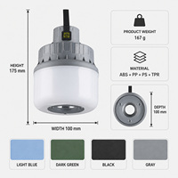 Lampe de travail LED rechargeable USB-C D42-2, options de couleurs bleu clair, vert foncé, noir, gris, version réflecteur, 1800 mAh, 5 W, pour le camping