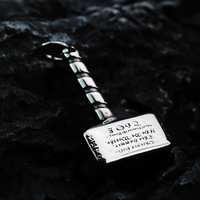 Pendentif unisexe vintage européen et américain en acier inoxydable avec chaîne en bambou, accessoire personnalisé Marteau de Thor Viking