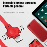 Kabel Charger USB Type C Retractable 3 in 1 Grosir, 3A Power Phone Stand Multi Charging Port, Pengisian Cepat Mobil Pintar