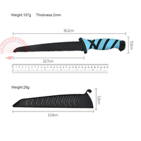 Couteau à filet antidérapant en acier inoxydable avec revêtement noir, couteau de boucher de cuisine, couteaux anti-adhérents pour la pêche, la chasse, le camping