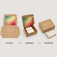 Boîte cadeau en kraft recyclable à faible teneur en poly, dégradé, impression personnalisée, rigide, à couvercle rabattable, robuste, vente en gros, directement de l'usine, emballage plat