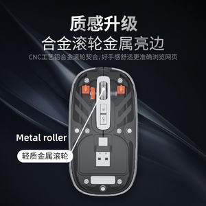 Không Dây BT chuột trong suốt có thể sạc lại im lặng cao cấp xuất hiện bên ngoài chuột cho máy tính xách tay Máy tính để bàn máy tính bảng trong kho - Product Image 6