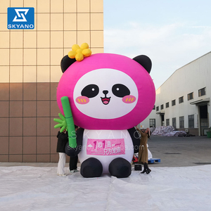 Personalizzato all'aperto pubblicità gonfiabile cartone animato gigante rosa scuro gonfiabile orso dei cartoni animati con bambù per eventi d'amore - Product Image 6