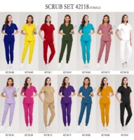 Ensemble de tenues médicales douces à col en V pour infirmières, couleur turquoise, anti-fluide, vente en gros, sous marque privée