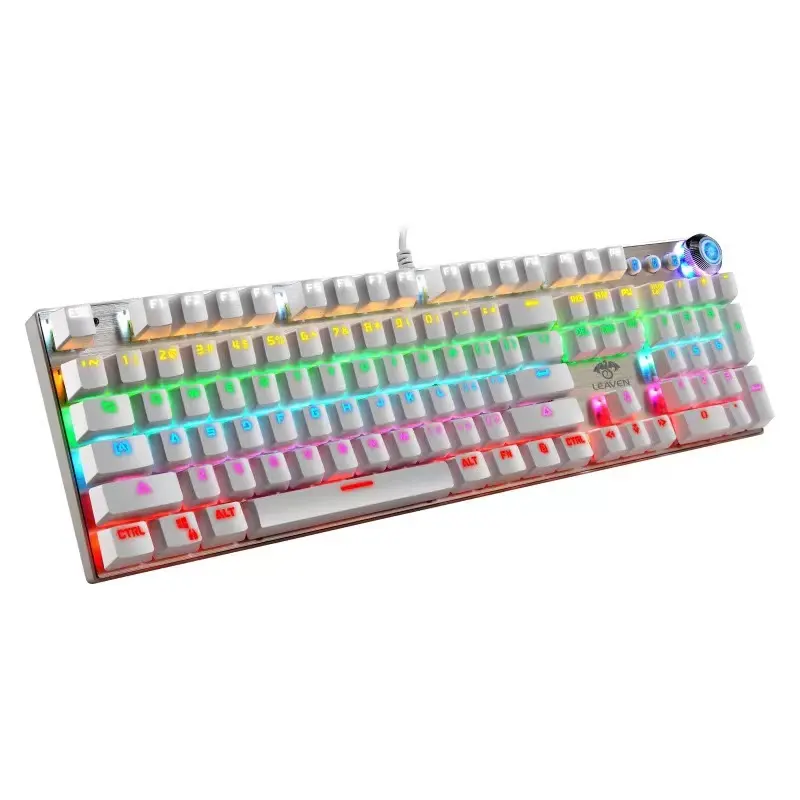 Bouton rétro clavier de jeu clavier mécanique RGB 104 touches ordinateur portable mignon LED Usb Standard filaire clavier numérique rétro-éclairé