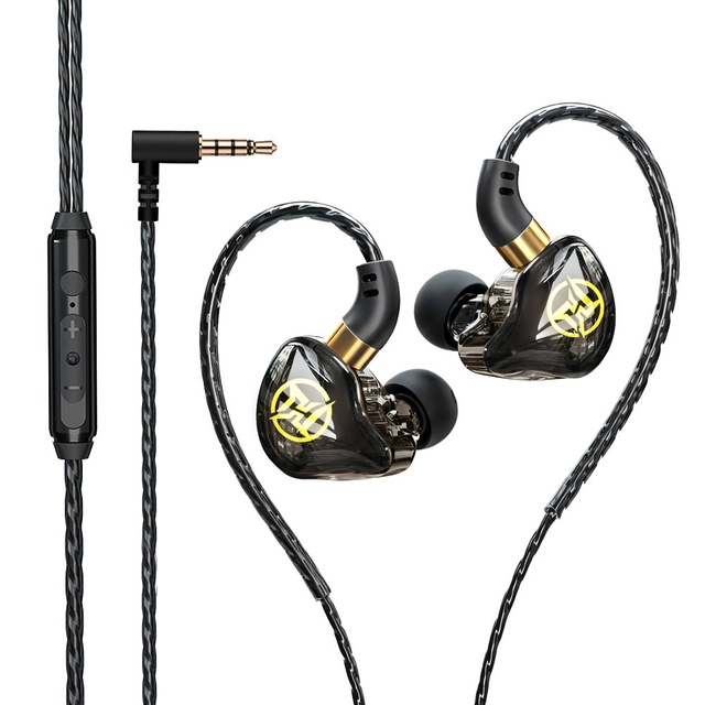 3.5mm E10 Dual Dynamic HiFi Bass Wired Earbuds Headphones Noise Cancelling Headset With Mic for Sports Gaming Music Monitor