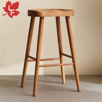 Chaise de bar et tabouret de comptoir en bois massif de chêne, couleur naturelle, design traditionnel, pour la maison, le bureau et les cafés.