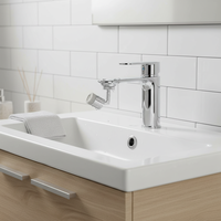 Robinet de lavabo pour salle de bain avec finition chromée de qualité supérieure, rotation libre, eau chaude et froide, filtre intégré