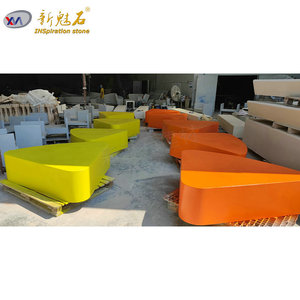 Nuevos Materiales de Construcción de Piedra, Banco de Hormigón Artístico Triangular Naranja, Muebles de Jardín para Exteriores EHPC - Product Image 2