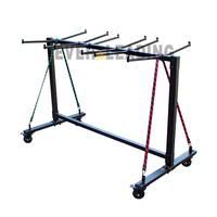 Mesa plegable de cuatro ruedas y carrito para sillas, plataforma extraíble de metal pesado con estante de almacenamiento de plástico personalizado OEM, con diseño de OEM