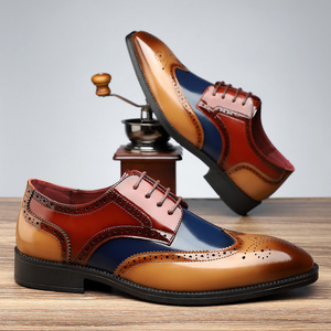 Zapatos Oxford de cuero genuino para hombre, con punta en pico, con cordones, para oficina, para todas las estaciones, combinación de colores, envío directo. - Product Image 2