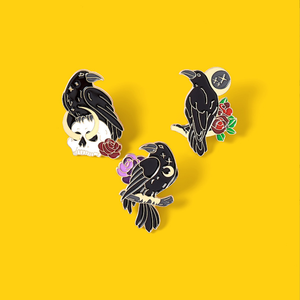 Pin Maçonnieke Zwarte Kraai Van Goede Kwaliteit Dier Promotionele Hard Emaille Cartoon Zachte Reversspelden China - Product Image 2