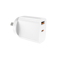 Cargador GaN de 45W PD3.1 con Puertos Duales USB-A + Tipo-C, Enchufe UK Ignífugo, Certificado CE, Cargador de Pared, Cargador de Viaje