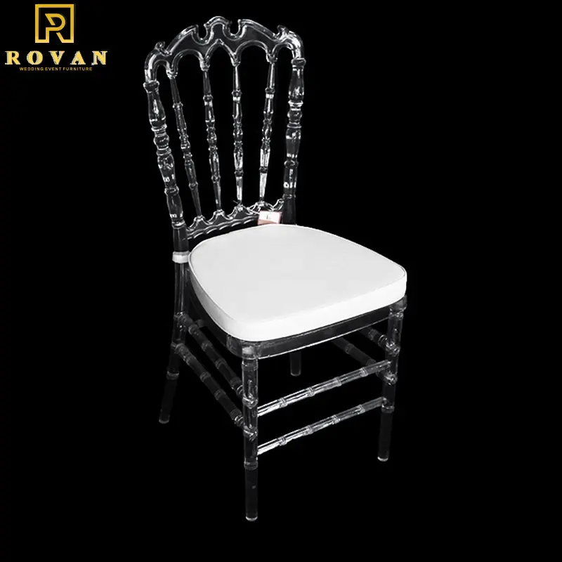 Оптовая продажа, стул Crown Crystal из поликарбоната, прозрачные свадебные стулья и стулья для мероприятий, штабелируемые прозрачные стулья Наполеона