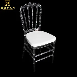 Wholesale Crown Crystal Chair Polycarbonate Crystal Clear Wedding Chairs And Event Stackable Transparent Napoleon Chair