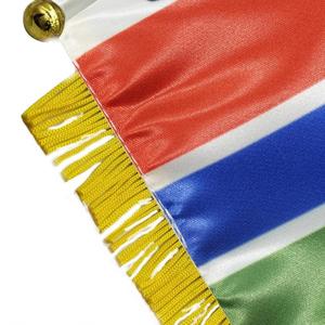 ธงซาตินกัมเบียแบบกำหนดเอง ธงติดรถยนต์ขนาดเล็ก พร้อมพู่สีเหลือง - Product Image 5