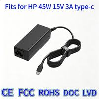 Chargeur secteur USB-C 45W 15V 3A à coque longue pour ordinateur portable, OTP, compatible EliteBook, Chromebook, Spectre X360, adaptateur pour ordinateur portable professionnel