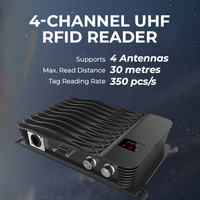D2184B Lecteur UHF RFID Quadri Canal Impinj E710 RS232 RS485 RJ45 Portée 15m IP67 pour Gestion Entrepôt Identification Véhicule