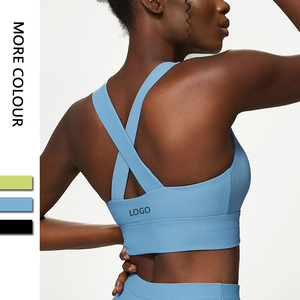Offre Spéciale côtelé dos croisé Yoga soutien-gorge Sexy haut Impact entraînement sport soutien-gorge haut femmes entraînement course vêtements de sport <span class=keywords><strong>tenue</strong></span> - Product Image 2