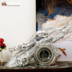 Bureau Maison Décoration Animal Léopard Horloge Panthère Statue Or Résine Guépard Sculpture - Product Image 2