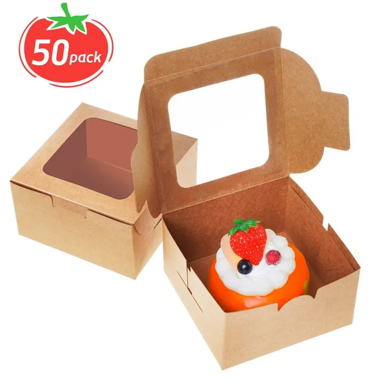 Индивидуальная упаковка для конфет, маффинов, пончиков и вечеринок, маленькие Кондитерские коробки для пекарни, белые мини 4-дюймовые коробки для тортов с окошком