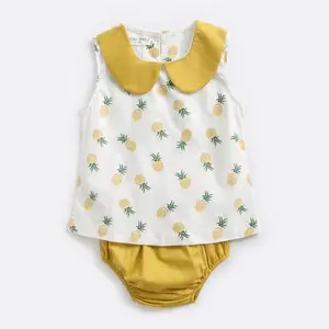c1823 Fashion korean designer Princess Baby Girls Clothing Sets Summer Cotton Newborn Clothes Sets 2pcs Flower Sleeveless suit