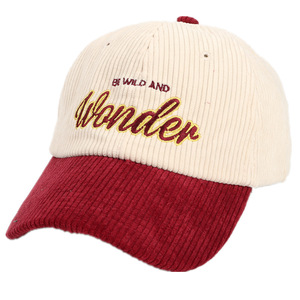 Wonder Corduroy Baseball Cap Unisex Embroidered Letter Design Autumn Winter Hat - Product Image 5