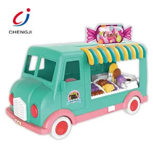 Детский мини-супермаркет, кухонный игровой набор, пластиковые игрушки для десертов и еды, детская игрушка-грузовик для еды с музыкой и светом