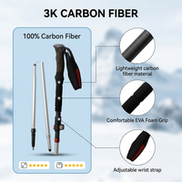 NSD Fabrika Satışları Özel İskandinav 3 Bölümlü Ultra Hafif 3k Karbon Fiber Katlanabilir Yürüyüş Batonları