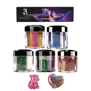 LEQU Happy And Chameleon Flakes, 5 Colores, 2g Cada Uno, Polvo de Pigmento Óptico para Decoración de Uñas y Manualidades - Product Image 1