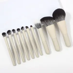 2024 New Arrivals 10pcs Travel Eco Bright Kids White Synthetic Hair Soft Wholesale Cosmetic Handmade Customized Make Up Brush