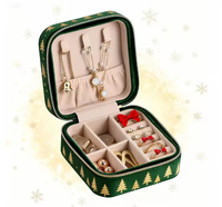 Boîte à bijoux de luxe, boîte à bijoux carrée avec mini boîte de rangement pour bijoux, boîte pour boucles d'oreilles, bagues, colliers et emballage cadeau pour bijoux
