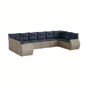 Set Divano da Giardino in Polyrattan con Cuscini, 10 Pezzi, Arredamento da Esterno Design Contemporaneo Grigio - Product Image 1