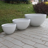 Ensemble de pots à fleurs en béton minimalistes, jardinières d'extérieur, design circulaire pour la décoration de fleurs et de plantes vertes