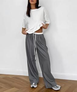 <span class=keywords><strong>Pantaloni</strong></span> Sportivi da <span class=keywords><strong>Donna</strong></span> <span class=keywords><strong>con</strong></span> Blocchi di Colore, Stile Streetwear Europeo e Americano, Vita Alta <span class=keywords><strong>con</strong></span> Coulisse, Gamba Dritta, Casual, per l'Autunno - Product Image 4