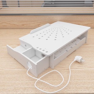 Support pour ordinateur portable à 2 niveaux en composite bois-plastique, organisateur de bureau multifonctionnel pour le bureau et les étudiants - Product Image 4