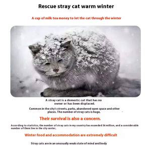 Casetta per Gatti da Esterno per Tutte le Stagioni in Tessuto Oxford Impermeabile Resistente al Freddo con Fantasia Invernale Tappetino Caldo Spaziosa Tenda Chiusa con Bottoni - Product Image 4