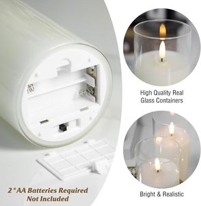 Flameless Flickering LED Pillar <b>Candles</b> Glass Paraffin Battery Operated Remote Control 5PCS <b>Set</b> for Wedding Home Decor Wholesale - Product Image 3