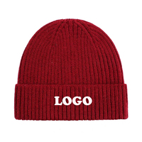 Bonnet d'hiver en acrylique mélangé, tricoté côtelé, doux et chaud, avec logo brodé personnalisé, pour hommes et femmes