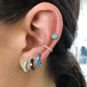 <span class=keywords><strong>Orecchini</strong></span> a Cerchio Colorati Gemnel in Argento 925, Arcobaleno Smaltato con Diamante Singolo, Piccoli <span class=keywords><strong>Orecchini</strong></span> a Cerchio - Product Image 6