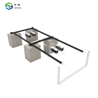 Escritorio de ordenador de madera para oficina modular de 4 plazas con archivador