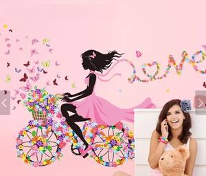 Cartone animato farfalla fata ragazza floreale con <span class=keywords><strong>adesivi</strong></span> murali ombrello per ragazza camera da letto camera dei bambini decalcomanie da <span class=keywords><strong>parete</strong></span> fiori colorati PVC - Product Image 2