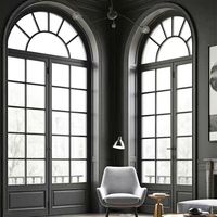 Ventanas Francesas de Aleación de Aluminio Estilo Europeo, Pantallas Plegables Semicirculares Vintage, Ventanas y Puertas Abatibles para Villas y Hoteles