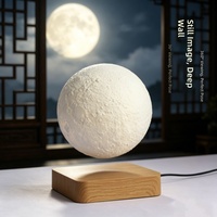 Lampe lunaire flottante créative en plastique avec éclairage tricolore, veilleuse lunaire imprimée en 3D, décoration d'ambiance pour chambre et bureau, cadeau