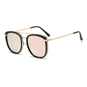 New Coming Trendy Square <b>Mirror</b> Sunglasses with Copper Frame & <b>Acrylic</b> Lenses Custom Logo UV400 Protection Unisex - Product Image 1