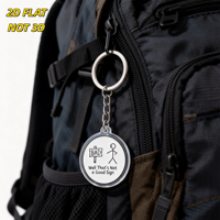 Porte-clés en acrylique amusant avec figurine en bâtonnets, design humoristique 'Ah non, c'est pas une bonne affaire', pendentif rond double face avec chaîne et anneau métallique